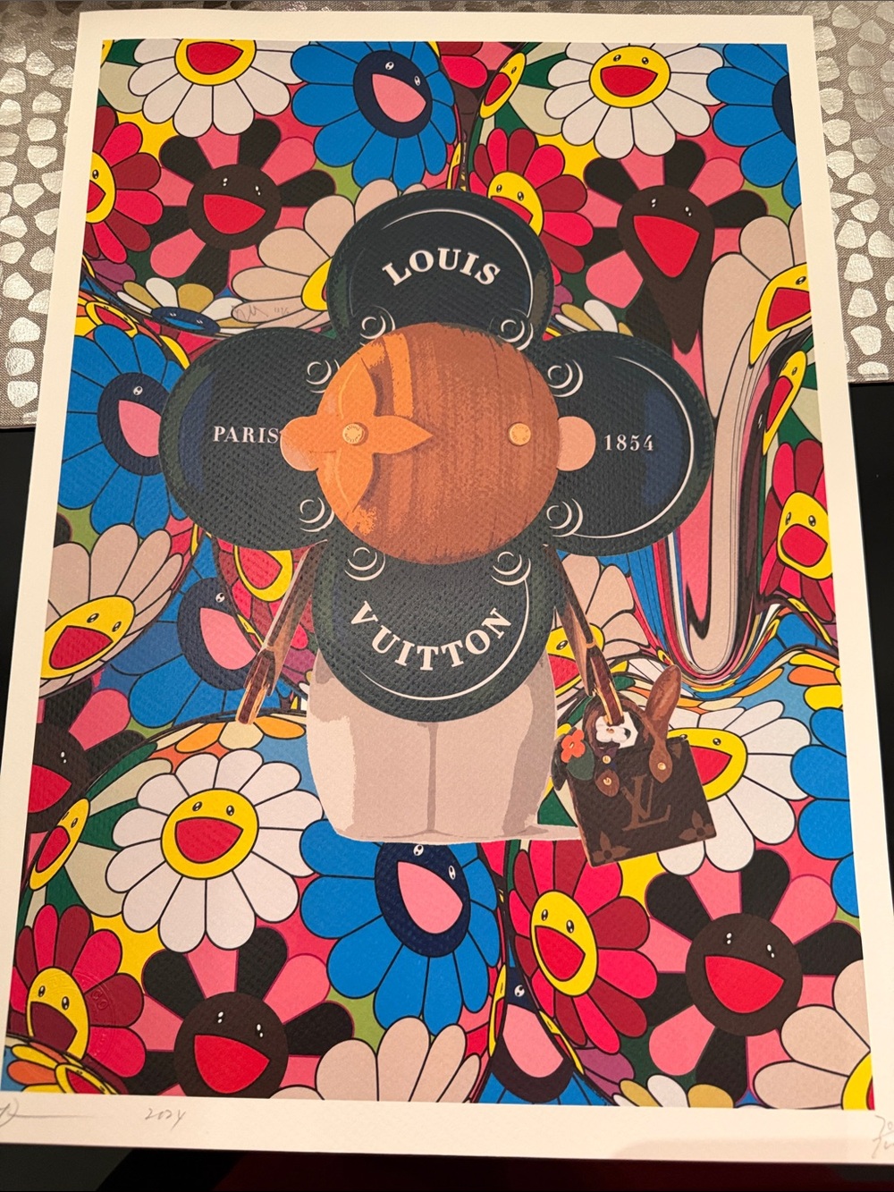 Death NYC Louis Vuitton Floral Pop Art Print with LV Monogram Bag
